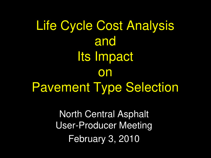 life cycle cost analysis