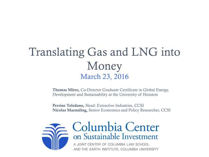 translating gas and lng into money
