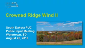 Crowned Ridge Wind II  South Dakota PUC  Public Input Meeting  Watertown, SD  August 26, 2019