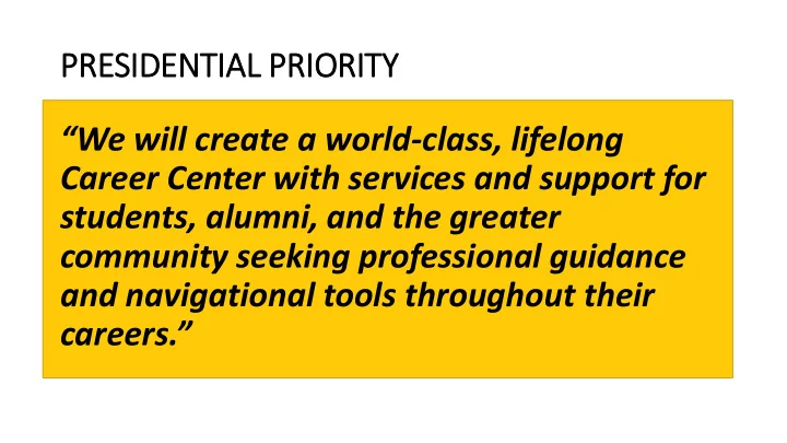 presidential priority we will create a world class