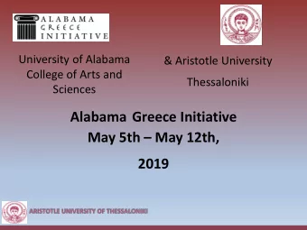 2019  ARISTOTLE UNIVERSITY OF THESSALONIKI  The International Relations Department  of the