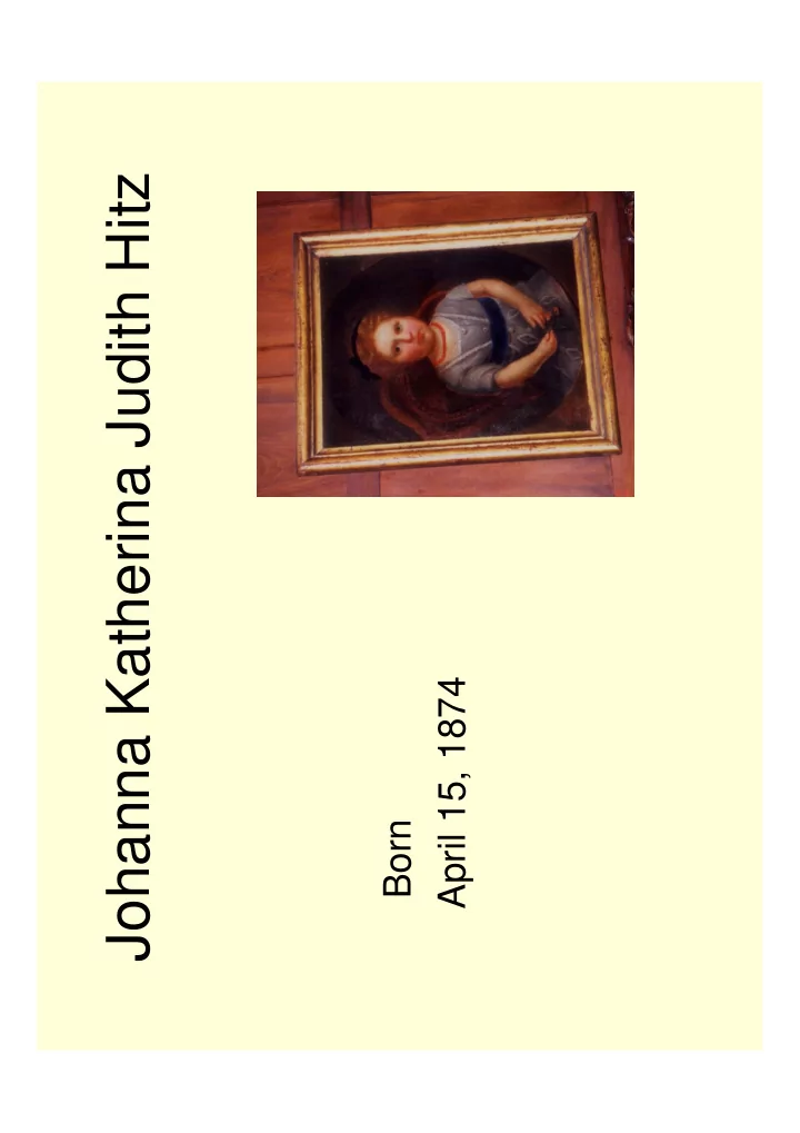 johanna katherina judith hitz