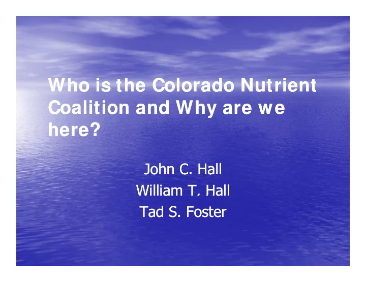 who is the colorado nutrient who is the colorado nutrient