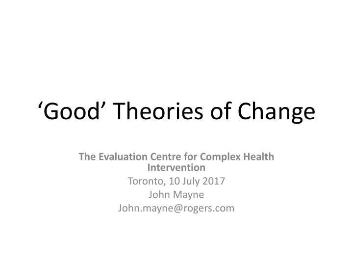 good theories of change