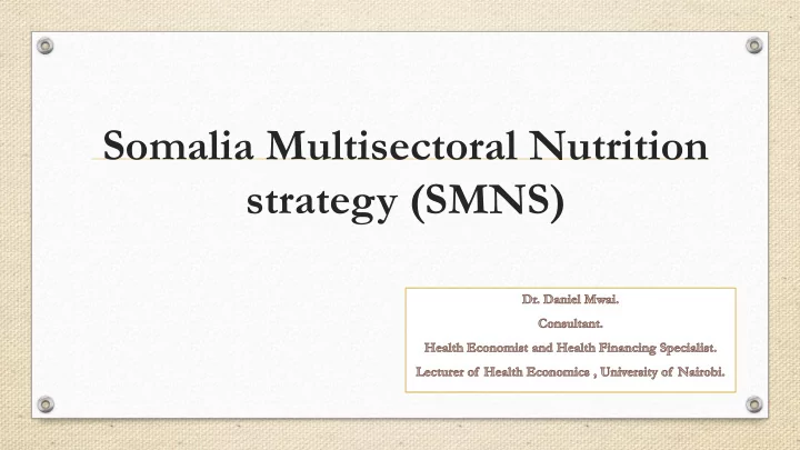 somalia multisectoral nutrition