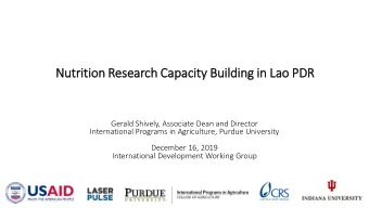 Nut  utrition R  Resea  esearch C  Capacity B  Bui  uilding i  in L  n Lao P  PDR  DR  Gerald