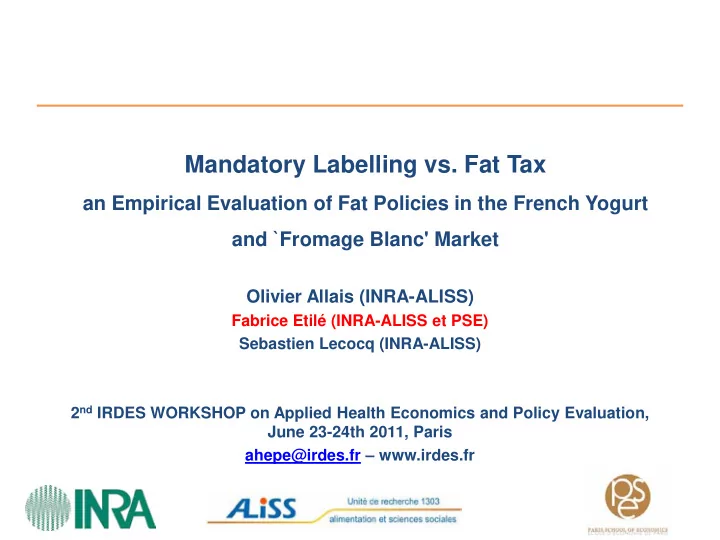 mandatory labelling vs fat tax