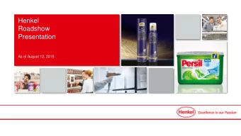 Roadshow  Presentation  As of August 12, 2015  Disclaimer  This information contains