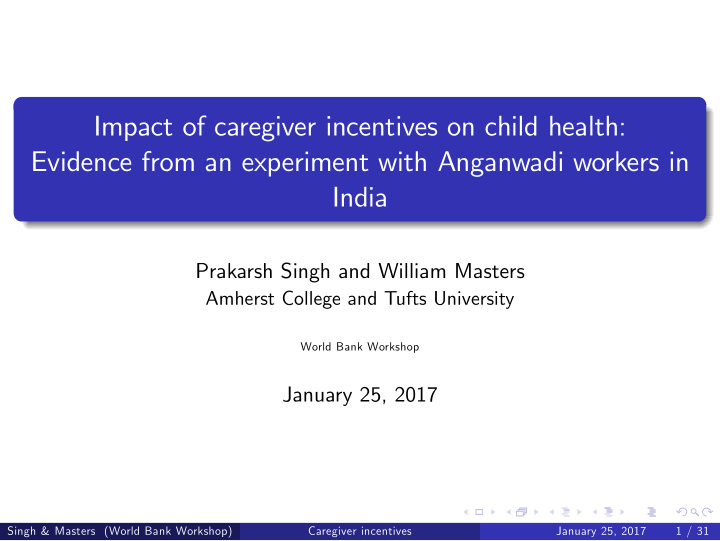 impact of caregiver incentives on child health evidence
