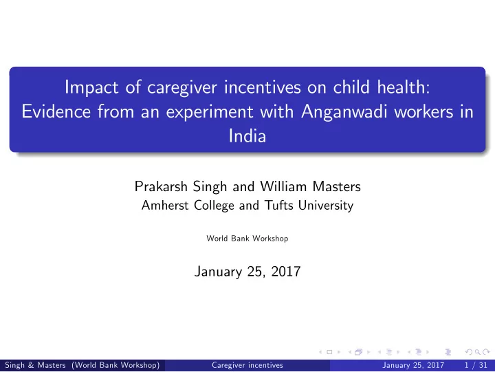 impact of caregiver incentives on child health evidence