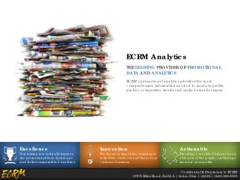 E  CRM Analytic s  T  HE  L  E  ADING PROVIDE  R OF  PROMOT  IONAL  DAT  A AND ANAL  YT  ICS  E