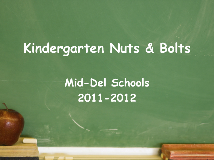 kindergarten nuts bolts