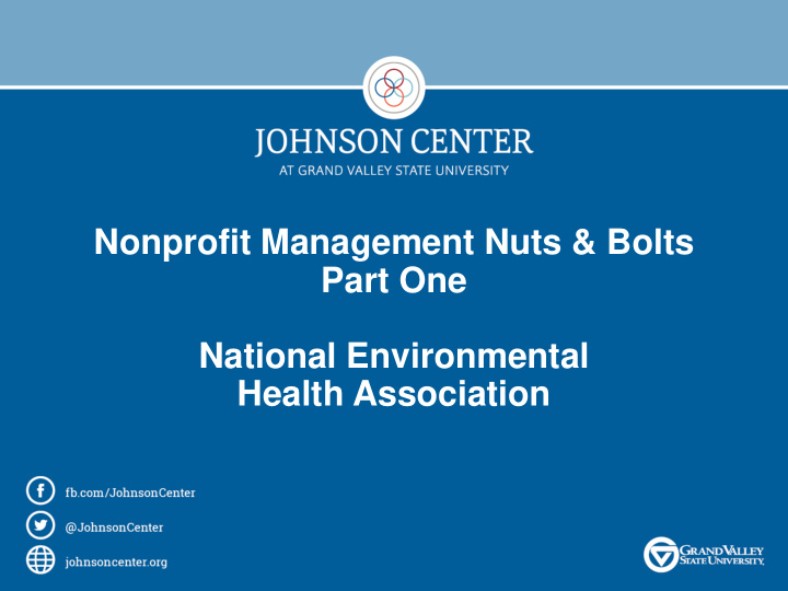 nonprofit management nuts bolts part one national