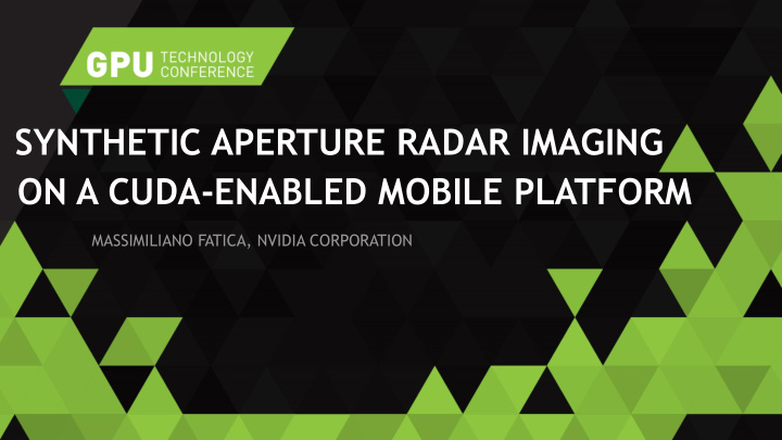 synthetic aperture radar imaging on a cuda enabled mobile