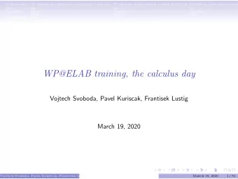 WP@ELAB training, the calculus day  Vojtech Svoboda, Pavel Kuriscak, Frantisek Lustig  March 19,
