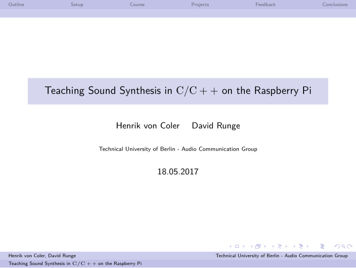 teaching sound synthesis in c c on the raspberry pi