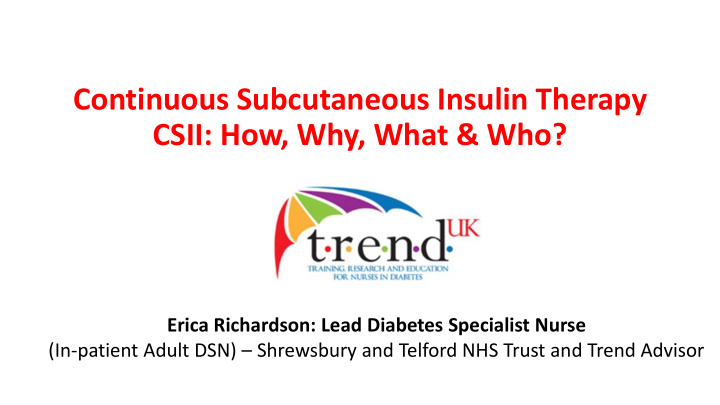 continuous subcutaneous insulin therapy