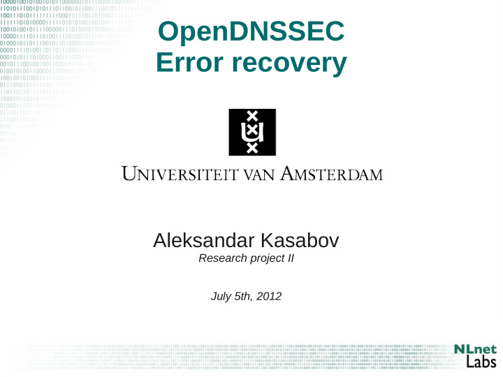 opendnssec error recovery