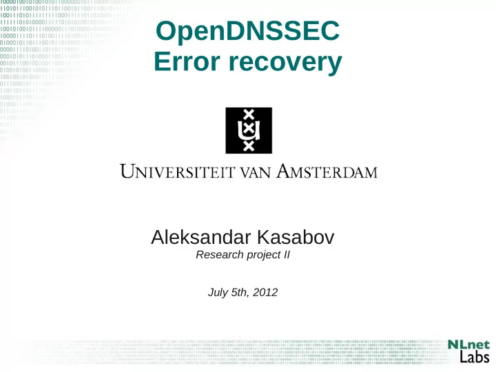 opendnssec error recovery