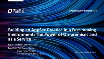 as a Service Panel Facilitator: Stan Wisseman Panelists: Troy Bowen, Verizon  Steve Pettit, Verizon