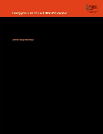 Talking points: Harvest of Letters Presentation  hunger since 1983  This suggested outline/script