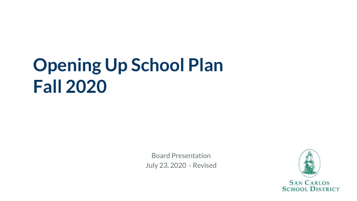 opening up school plan fall 2020