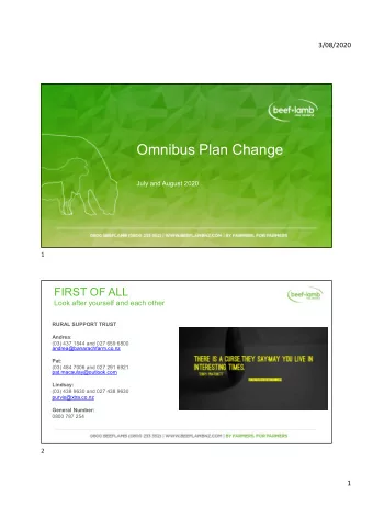 Omnibus Plan Change  July and August 2020  1  FIRST OF ALL  Look after yourself and each other