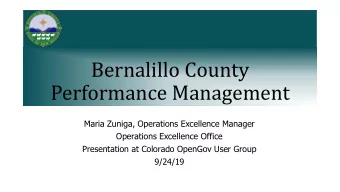 Performance Management  Maria Zuniga, Operations Excellence Manager  Operations Excellence Office