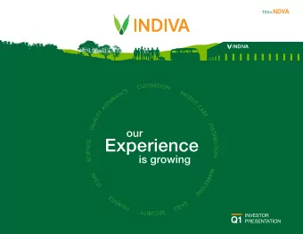 Experience  is growing  INVESTOR  Q1  PRESENTATION  2018  INDIVA TSXv: NDVA  INVESTOR PRESENTATION