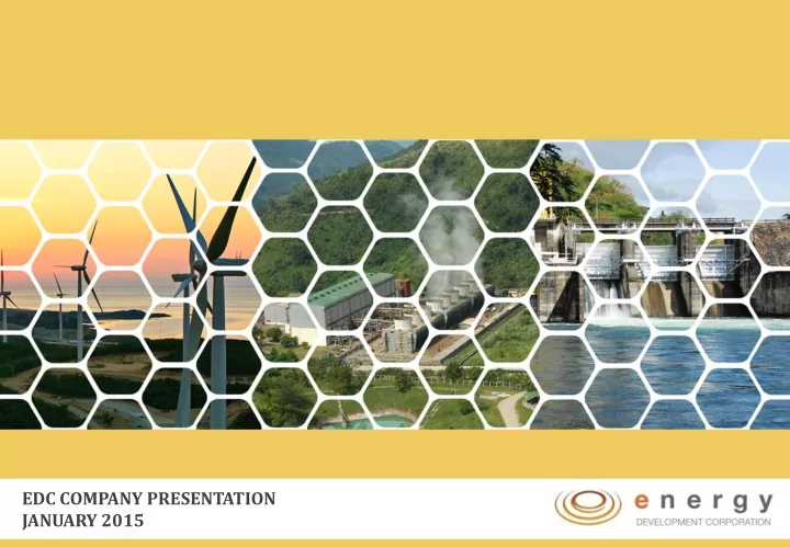 edc company presentation january 2015 disclaimer
