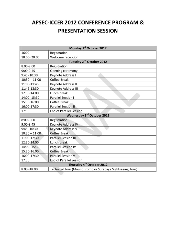 apsec iccer 2012 conference program presentation session