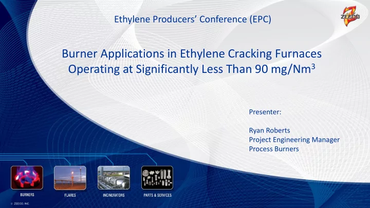 burner applications in ethylene cracking furnaces