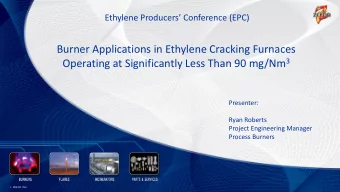 Burner Applications in Ethylene Cracking Furnaces Operating at Significantly Less Than 90 mg/Nm 3