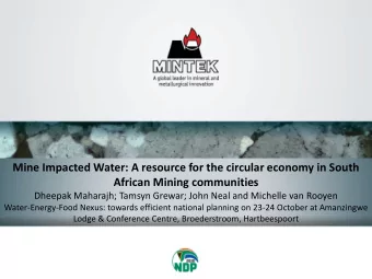 Mine Impacted Water: A resource for the circular economy in South  African Mining communities