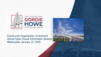 Wednesday January 15, 2020  1  AGENDA  1.  Welcome and Introductions  2.  Project Overview  3.