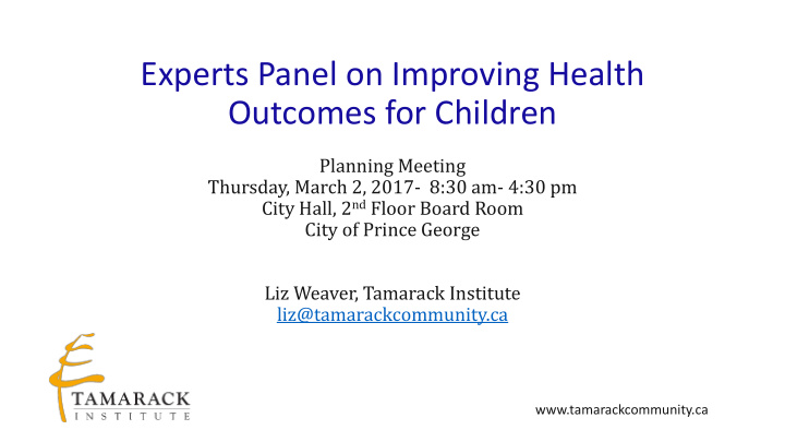 experts panel on improving health