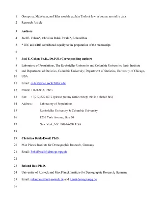 1  Gompertz, Makeham, and Siler models explain Taylor's law in human mortality data  2  Research