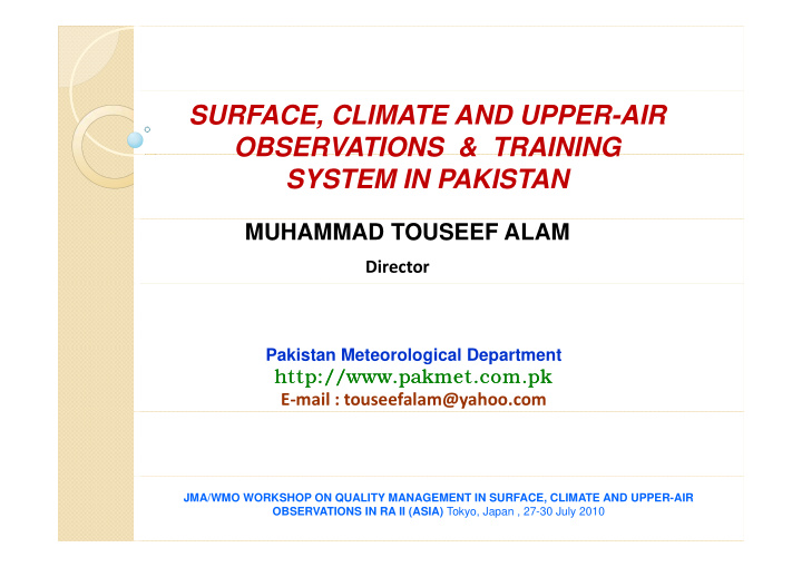 surface climate and upper air observations training