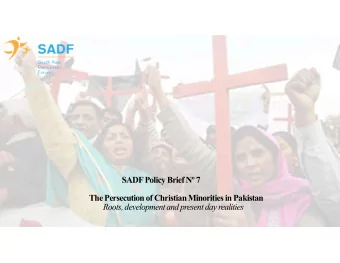 SADF Policy Brief N 7  The Persecution of Christian Minorities in Pakistan  Roots, development