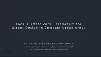 L o c a l  C l i m a t e  Z o n e  P a r a m e t e r s  f o r  S t r e e t  D e s i g n  i n  C o m