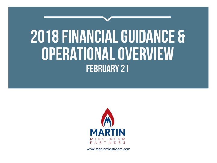 2018 financial guidance operational overview
