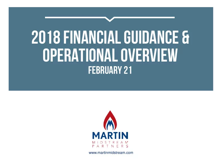 2018 financial guidance operational overview