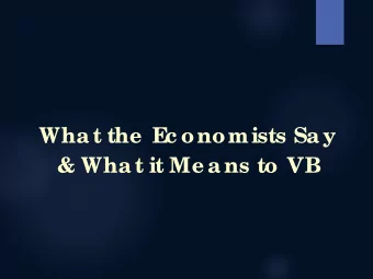 What the  E  c onomists Say  &amp; What it Me ans to VB  2  Ge tting Be tte r    Slowly!!!!