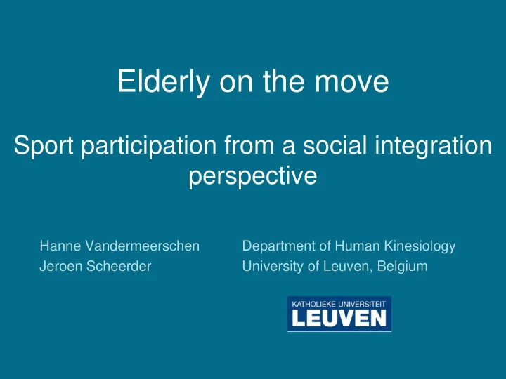 elderly on the move
