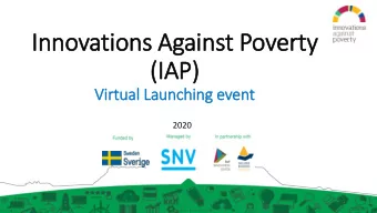 (IA  IAP)  Virtual Launching event  2020  Outline  Introduction and background to  IAP  Past