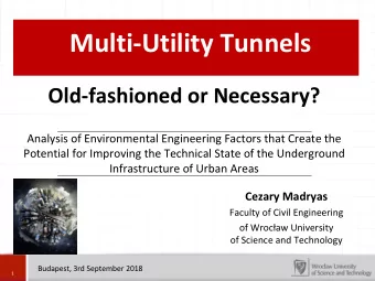 Multi-Utility Tunnels  Old-fashioned or Necessary?  Analysis of Environmental Engineering Factors