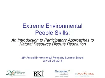 Extreme Environmental  Extreme Environmental  People Skills:  An Introduction to Participatory