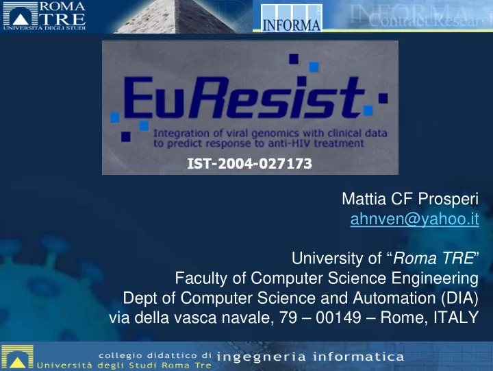 mattia cf prosperi ahnven yahoo it university of roma tre
