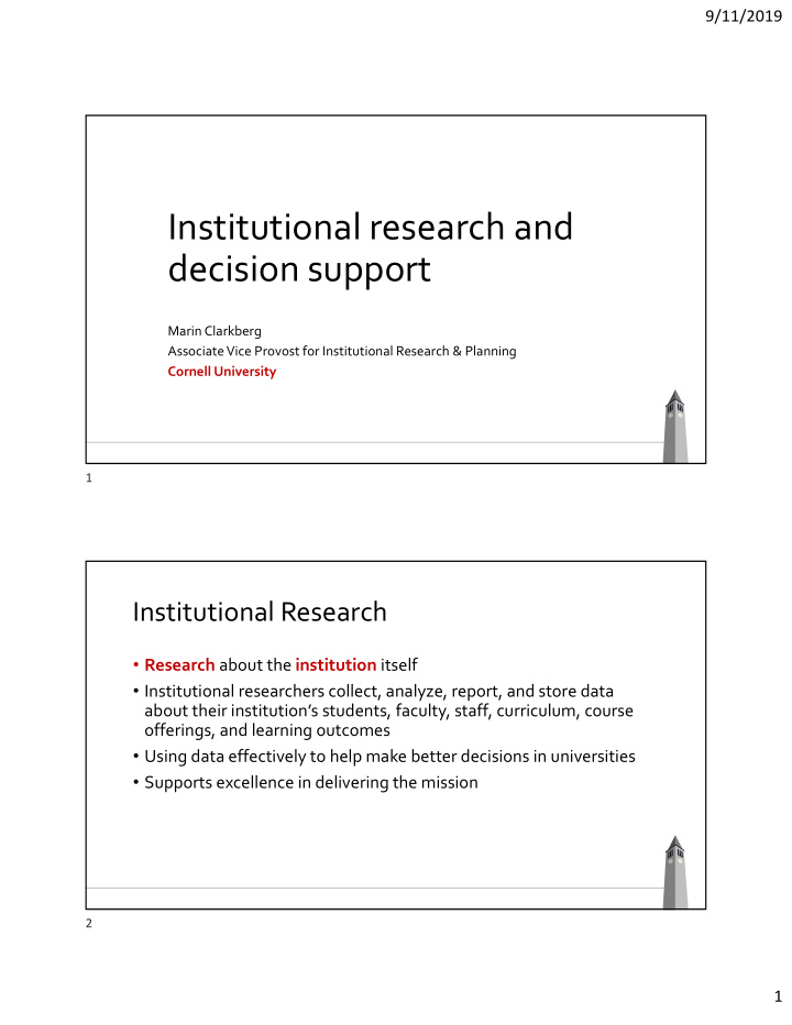institutional research and decision support