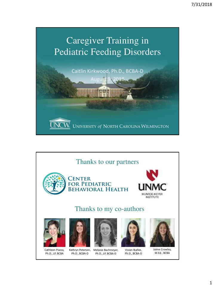 caregiver training in pediatric feeding disorders